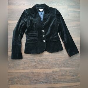 LOFT‎ Black Velvet Blazer Tailored Fit Notched Lapel